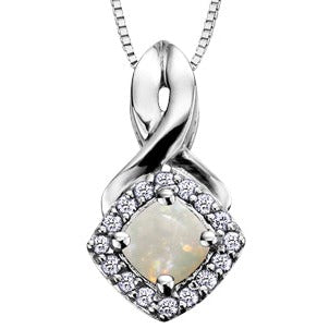 10K White Gold Diamond & Gem Necklace