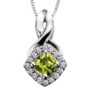 10K White Gold Diamond & Gem Necklace