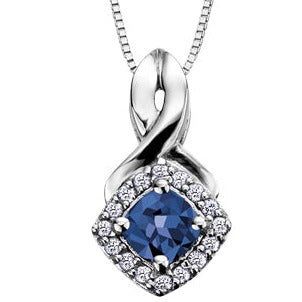 10K White Gold Diamond & Gem Necklace