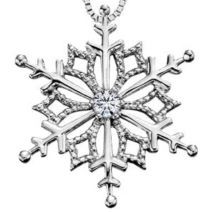 10K White Gold Diamond Snowflake Necklace