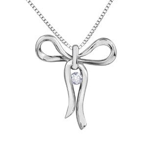 Sterling Silver Diamond Bow Necklace