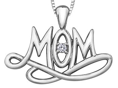 Sterling Silver Diamond Mom Necklace