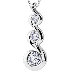 14K White Gold Diamond Twist Necklace