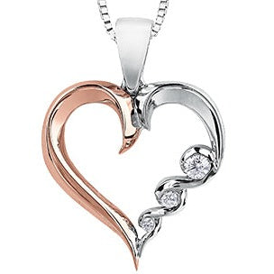 10K Two Tone Diamond Heart Necklace