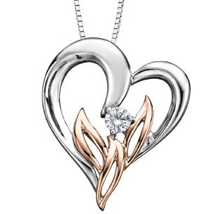 10K Two Tone Diamond Heart Necklace