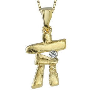 10K Yellow Gold Diamond Inuksuk Necklace