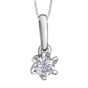 10K White Gold Solitaire Diamond Necklace