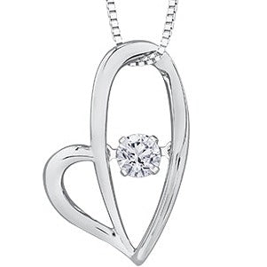 10K White Gold Heart Pulse Necklace