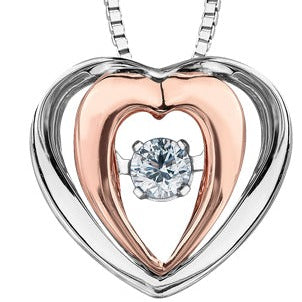 10K Two Tone Diamond Heart Necklace