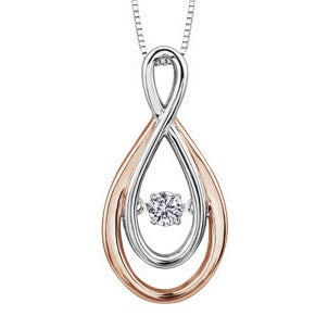 10K Two Tone Drop Diamond Pulse Necklace