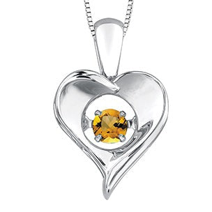 Sterling Silver Dancing Gemstone Heart Necklace