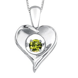 Sterling Silver Dancing Gemstone Heart Necklace