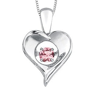 Sterling Silver Dancing Gemstone Heart Necklace