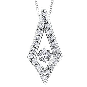 10K White Gold Diamond Shaped Necklace
