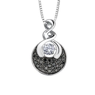 10K White Gold Black & White Diamond Pulse Necklace