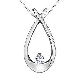 10K White Gold Diamond Drop Necklace