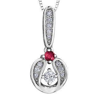 14K White Gold Diamond & Ruby Necklace