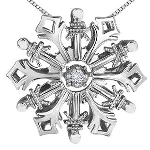 Sterling Silver Diamond Snowflake Necklace