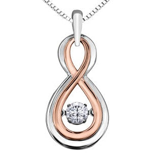 10K Rose Gold Silver Diamond Figure Eight Necklace