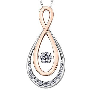 10K Two Tone Diamond Pulse Necklace