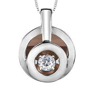 10K Two Tone Circle Diamond Necklace