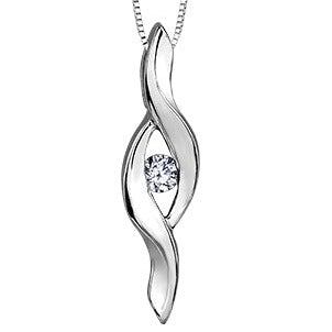 10K White Gold Twist Diamond Necklace