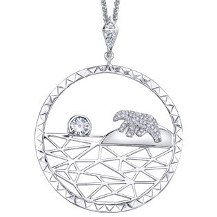 14K White Gold Diamond Polar Bear Pendant