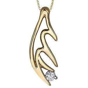 10K Yellow Gold Antler Diamond Necklace