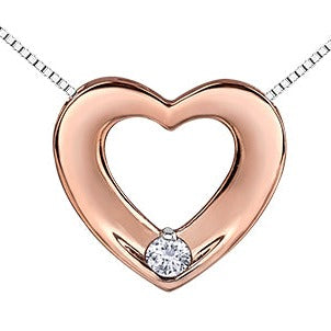 10K Rose Gold Diamond Heart Necklace