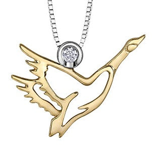 10K Yellow Gold Diamond Goose Necklace