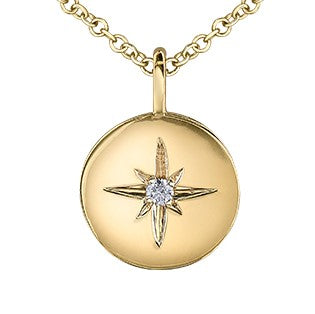 10K Yellow Gold Star Disc Necklace