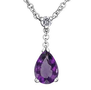 10K White Gold Amethyst Pendant