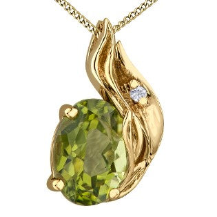10K Yellow Gold Peridot & Diamond Necklace