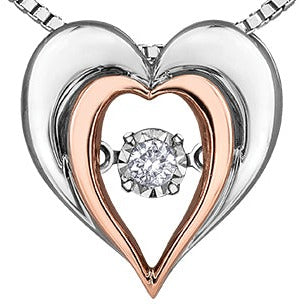 Sterling Silver & Rose Gold Heart Necklace