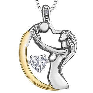 Sterling Silver & 10K Yellow Gold Mother Child Pulse Pendant