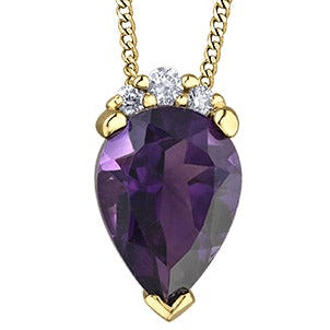 10K Yellow Gold Pear Shaped Amethyst Necklace