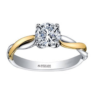 18K Two Tone Gold Palladium Solitaire Diamond Ring
