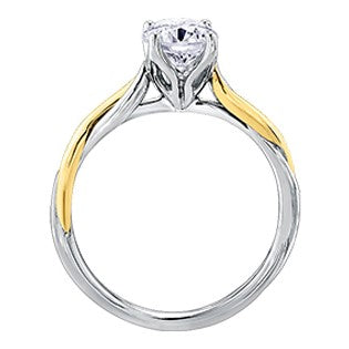 18K Two Tone Gold Palladium Solitaire Diamond Ring