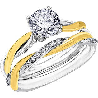 18K Two Tone Gold Palladium Solitaire Diamond Ring