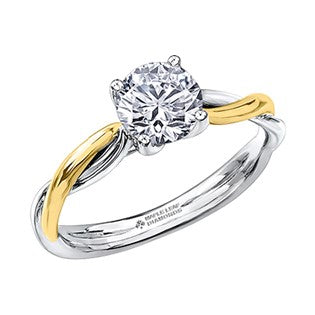 18K Two Tone Gold Palladium Solitaire Diamond Ring