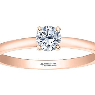 18K Rose Gold Maple Leaf Diamond Engagement Ring