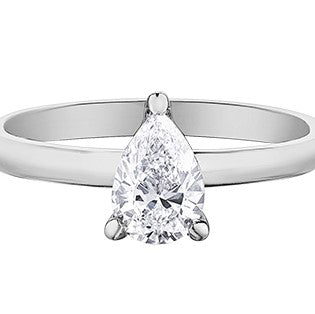 18K White Gold Palladium Diamond Pear Engagement Ring