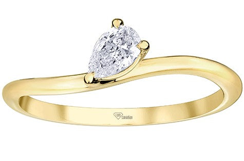 10K Yellow Gold Offset Pear Ring
