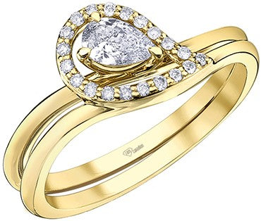 10K Yellow Gold Offset Pear Ring