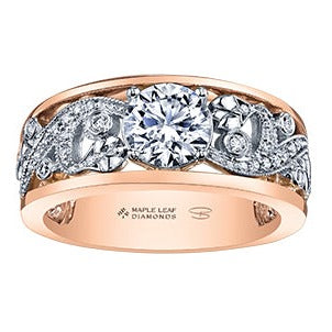 18K Two Tone Maple Leaf Diamond Ring