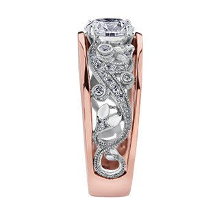 18K Two Tone Maple Leaf Diamond Ring