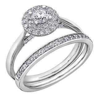 18K White Gold Diamond Ring with Double Halo