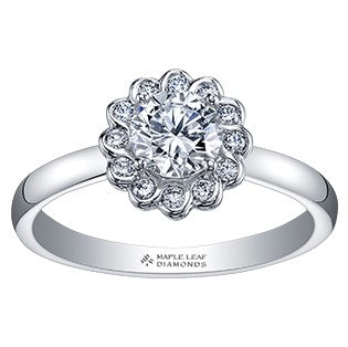 18K White Gold Palladium Floral Inspired Diamond Ring