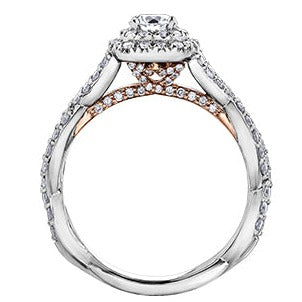 18K Palladium 14K Two Tone Gold Diamond Halo Ring