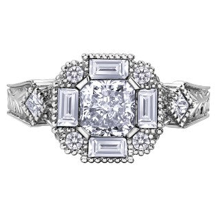 18K White Gold Palladium Sapphire & Diamond Ring